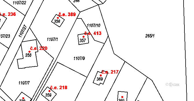 Líšnice 413 na parcele st. 357 v KÚ Líšnice u Prahy, Katastrální mapa