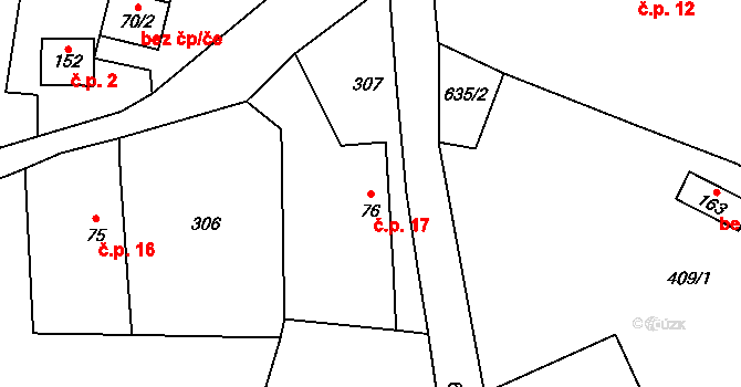 Světlá 17, Lhota pod Hořičkami na parcele st. 76 v KÚ Světlá u Hořiček, Katastrální mapa