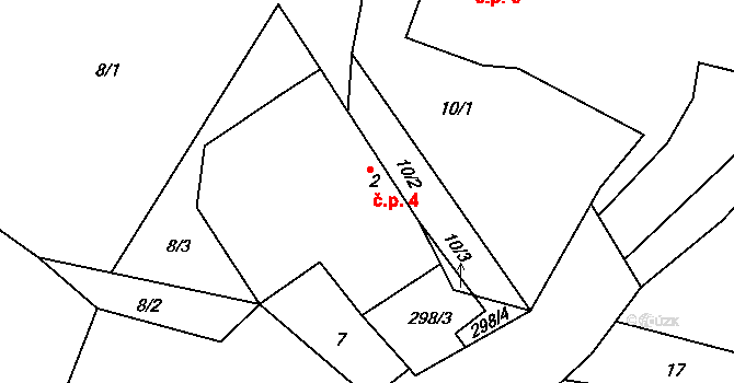 Holotín 4 na parcele st. 2 v KÚ Holotín, Katastrální mapa