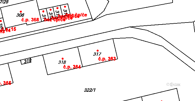 Velké Opatovice 363 na parcele st. 317 v KÚ Velké Opatovice, Katastrální mapa