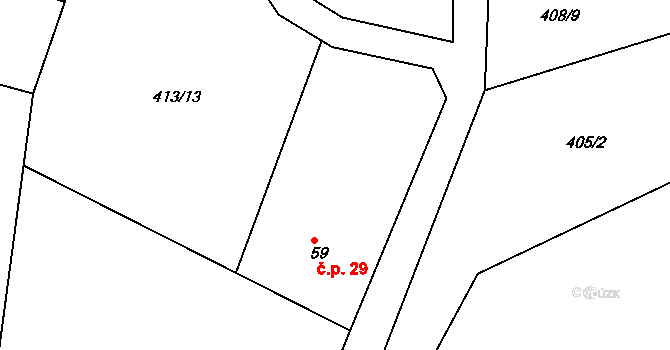 Pukšice 29, Uhelná Příbram na parcele st. 59 v KÚ Pukšice, Katastrální mapa