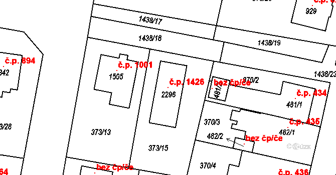 Starý Plzenec 1426 na parcele st. 2296 v KÚ Starý Plzenec, Katastrální mapa