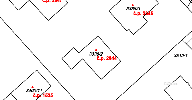 Znojmo 2644 na parcele st. 3338/2 v KÚ Znojmo-město, Katastrální mapa