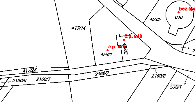 Lišov 473 na parcele st. 458/1 v KÚ Lišov, Katastrální mapa