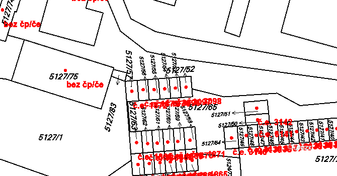 Jihlava 3096 na parcele st. 5127/54 v KÚ Jihlava, Katastrální mapa