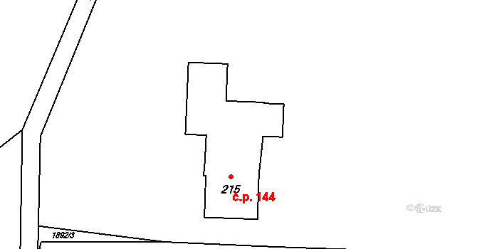 Guty 144, Třinec na parcele st. 215 v KÚ Guty, Katastrální mapa