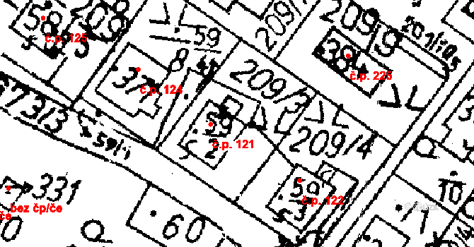 Markvartice 121, Jablonné v Podještědí na parcele st. 59/2 v KÚ Markvartice v Podještědí, Katastrální mapa