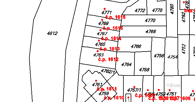 Pod Bezručovým vrchem 1612, Krnov na parcele st. 4763 v KÚ Krnov-Horní Předměstí, Katastrální mapa