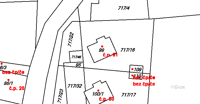 Hokov 81, Hořovičky na parcele st. 99 v KÚ Hokov, Katastrální mapa