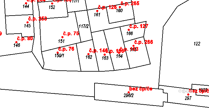 Libochovice 166 na parcele st. 163 v KÚ Libochovice, Katastrální mapa