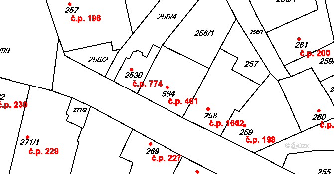 Lysá nad Labem 461 na parcele st. 584 v KÚ Lysá nad Labem, Katastrální mapa