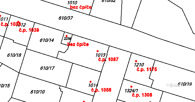 Lysá nad Labem 1087 na parcele st. 1013 v KÚ Lysá nad Labem, Katastrální mapa