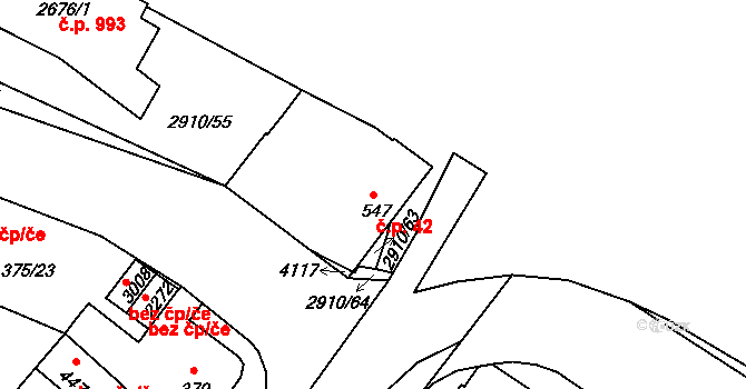 Plzeňské Předměstí 42, Rokycany na parcele st. 547 v KÚ Rokycany, Katastrální mapa