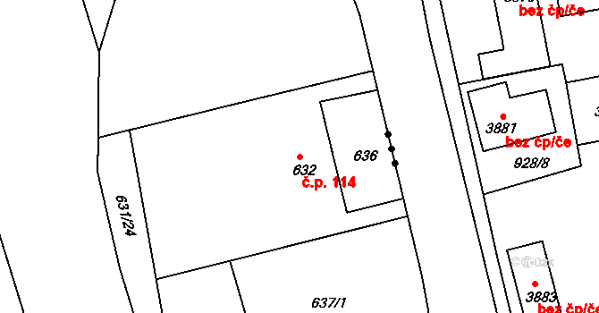 Lubná 114 na parcele st. 632 v KÚ Lubná u Rakovníka, Katastrální mapa