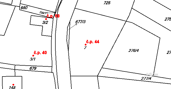 Němetice 44, Kelč na parcele st. 7 v KÚ Němetice, Katastrální mapa