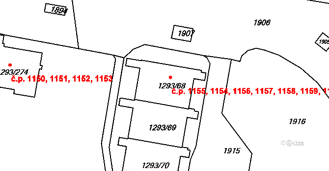 Řepy 1154,1155,1156,1157,, Praha na parcele st. 1293/71 v KÚ Řepy, Katastrální mapa