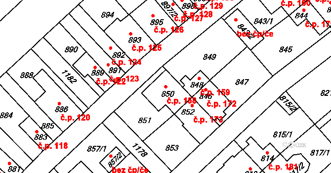 Prosek 158, Praha na parcele st. 850 v KÚ Prosek, Katastrální mapa