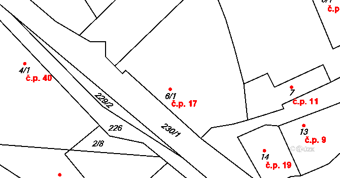 Kotopeky 17 na parcele st. 6/1 v KÚ Kotopeky, Katastrální mapa