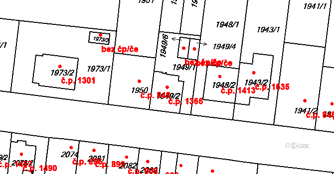 České Budějovice 6 1365, České Budějovice na parcele st. 1949/2 v KÚ České Budějovice 6, Katastrální mapa