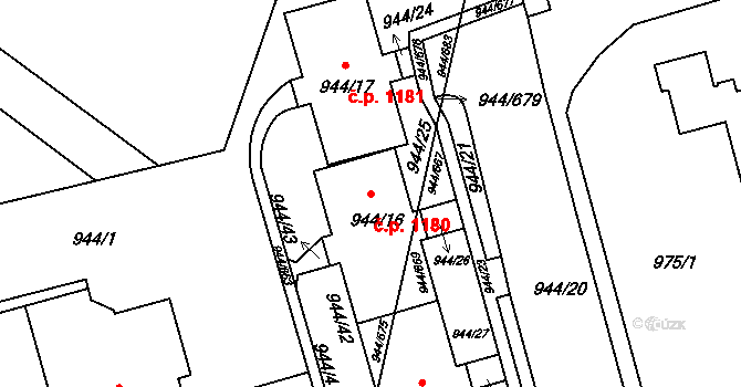 Šumbark 1180, Havířov na parcele st. 944/16 v KÚ Šumbark, Katastrální mapa