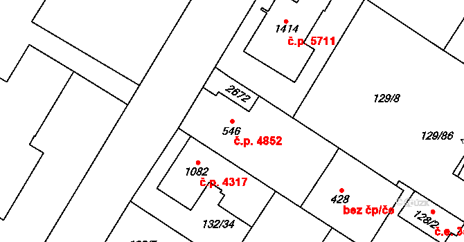 Jihlava 4852 na parcele st. 546 v KÚ Bedřichov u Jihlavy, Katastrální mapa