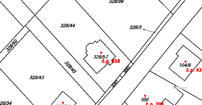 Krmelín 538 na parcele st. 328/57 v KÚ Krmelín, Katastrální mapa