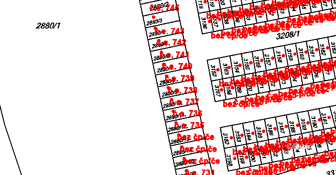 Lutyně 737, Orlová na parcele st. 2880/9 v KÚ Horní Lutyně, Katastrální mapa