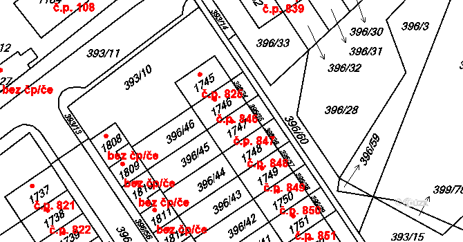 Heřmanice 847, Ostrava na parcele st. 1747 v KÚ Heřmanice, Katastrální mapa