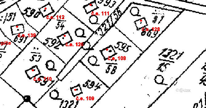Lukov 108 na parcele st. 595 v KÚ Lukov u Zlína, Katastrální mapa