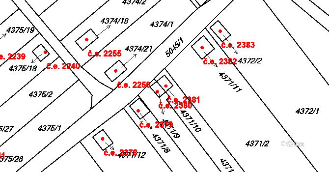 Louny 2381 na parcele st. 4371/10 v KÚ Louny, Katastrální mapa
