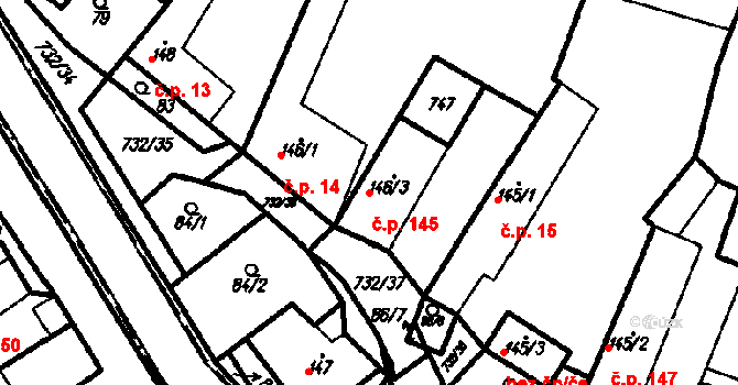 Ruprechtov 145 na parcele st. 146/3 v KÚ Ruprechtov, Katastrální mapa