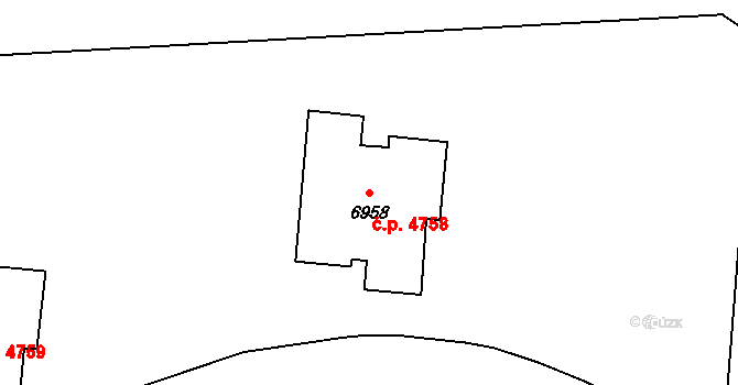 Zlín 4758 na parcele st. 6958 v KÚ Zlín, Katastrální mapa