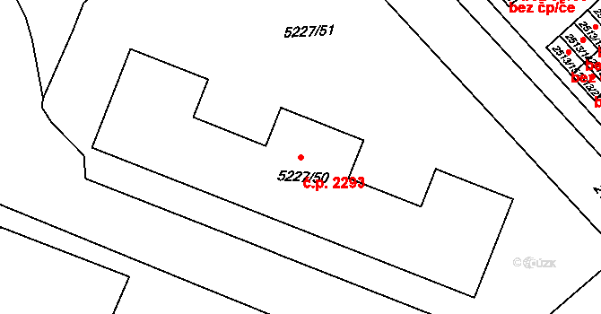 Předměstí 2293, Litoměřice na parcele st. 5227/50 v KÚ Litoměřice, Katastrální mapa