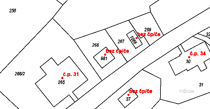 Radvanice 43332765 na parcele st. 981 v KÚ Radvanice v Čechách, Katastrální mapa