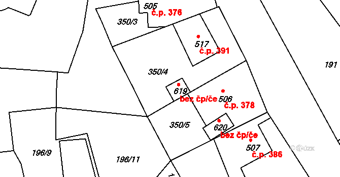 Bečov nad Teplou 43627765 na parcele st. 619 v KÚ Bečov nad Teplou, Katastrální mapa