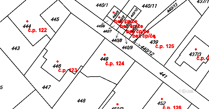 Chuchelná 124 na parcele st. 449 v KÚ Chuchelná, Katastrální mapa