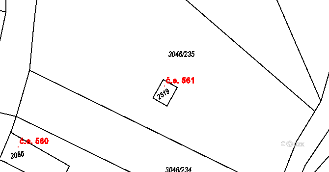 Velké Bílovice 46121765 na parcele st. 2519 v KÚ Velké Bílovice, Katastrální mapa