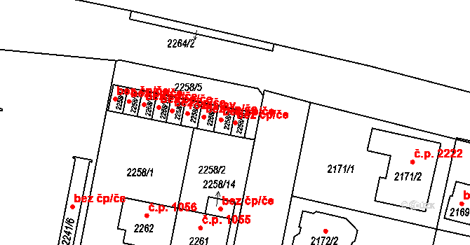 České Budějovice 46891765 na parcele st. 2258/15 v KÚ České Budějovice 5, Katastrální mapa