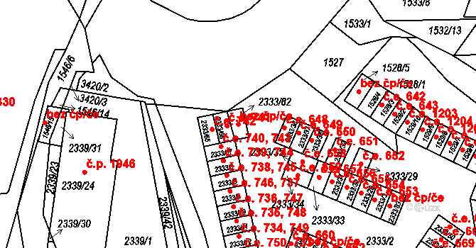 Pelhřimov 49842765 na parcele st. 2333/82 v KÚ Pelhřimov, Katastrální mapa