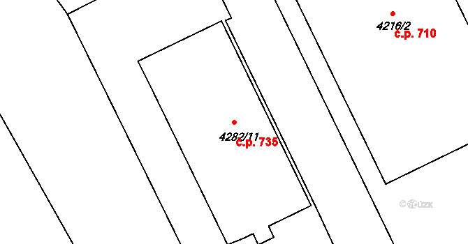 Litomyšlské Předměstí 735, Vysoké Mýto na parcele st. 4282/11 v KÚ Vysoké Mýto, Katastrální mapa