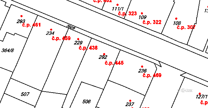 Kralupy nad Vltavou 445 na parcele st. 292 v KÚ Lobeč, Katastrální mapa