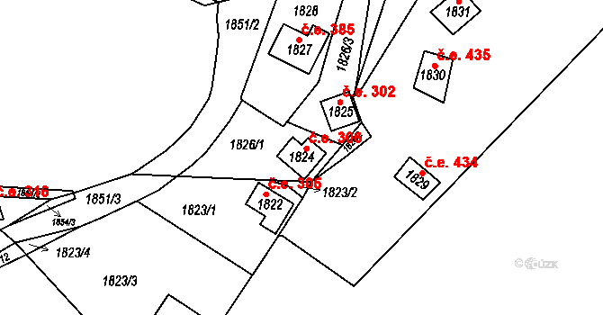 Všenory 306 na parcele st. 1824 v KÚ Všenory, Katastrální mapa