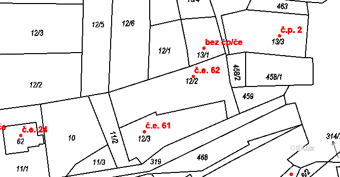 Opolenec 62, Kašperské Hory na parcele st. 12/2 v KÚ Opolenec, Katastrální mapa