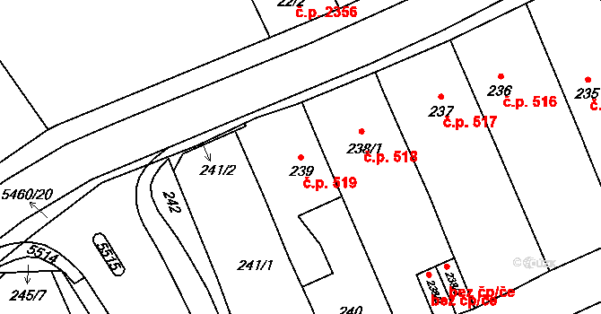 Zábřeh 519 na parcele st. 239 v KÚ Zábřeh na Moravě, Katastrální mapa