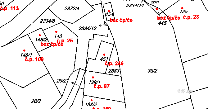 Morkůvky 246 na parcele st. 451 v KÚ Morkůvky, Katastrální mapa