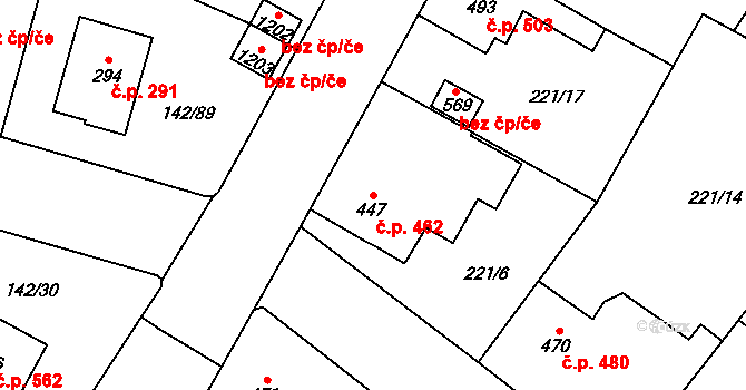 Chotěšov 462 na parcele st. 447 v KÚ Chotěšov, Katastrální mapa