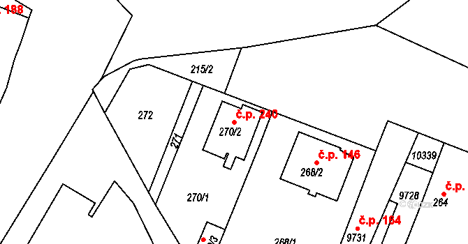 Oleksovice 240 na parcele st. 270/2 v KÚ Oleksovice, Katastrální mapa