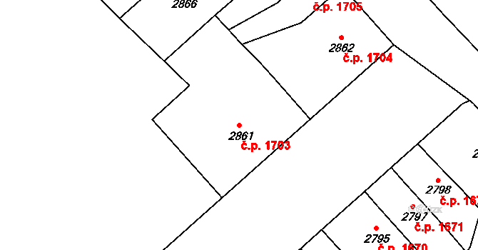 Znojmo 1703 na parcele st. 2861 v KÚ Znojmo-město, Katastrální mapa