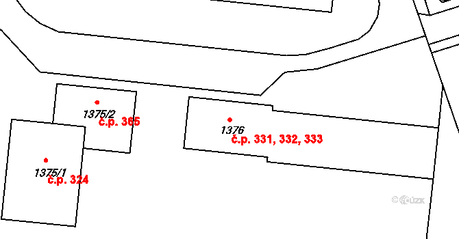 Moravský Krumlov 331,332,333 na parcele st. 1376 v KÚ Moravský Krumlov, Katastrální mapa