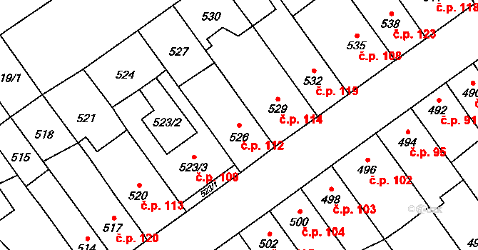 Přerov IV-Kozlovice 112, Přerov na parcele st. 526 v KÚ Kozlovice u Přerova, Katastrální mapa